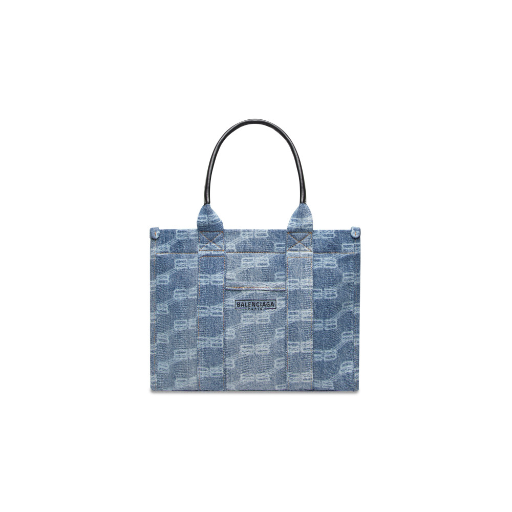 HARDWARE SMALL TOTE BAG WITH STRAP BB MONOGRAM BLEACHED DENIM HARDWARE SMALL TOTE BAG WITH STRAP BB MONOGRAM BLEACHED DENIM