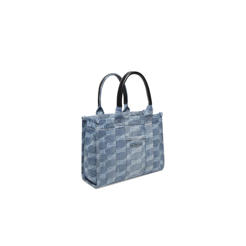 HARDWARE SMALL TOTE BAG WITH STRAP BB MONOGRAM BLEACHED DENIM HARDWARE SMALL TOTE BAG WITH STRAP BB MONOGRAM BLEACHED DENIM