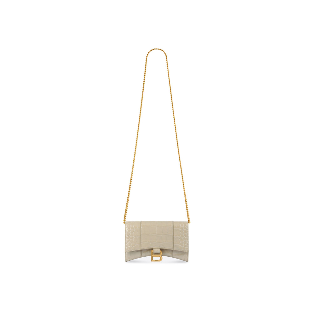 HOURGLASS WALLET ON CHAIN CROCODILE EMBOSSED HOURGLASS WALLET ON CHAIN CROCODILE EMBOSSED