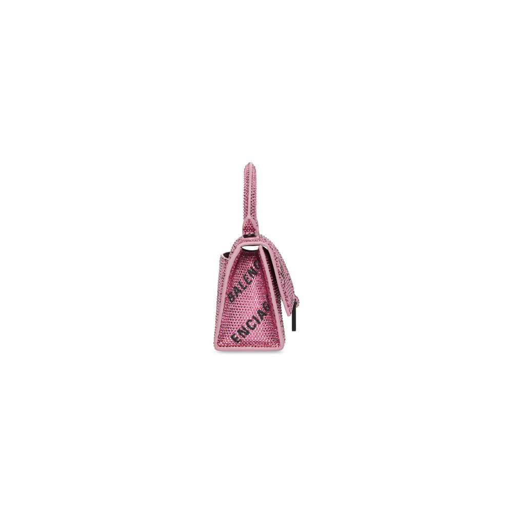 HOURGLASS XS HANDBAG WITH CHAIN AND ALLOVER LOGO RHINESTONES HOURGLASS XS HANDBAG WITH CHAIN AND ALLOVER LOGO RHINESTONES