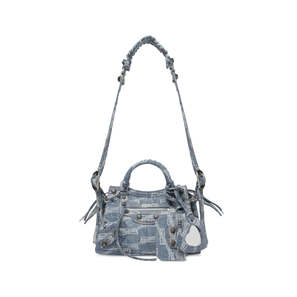 NEO CAGOLE XS HANDBAG BB MONOGRAM BLEACHED DENIM