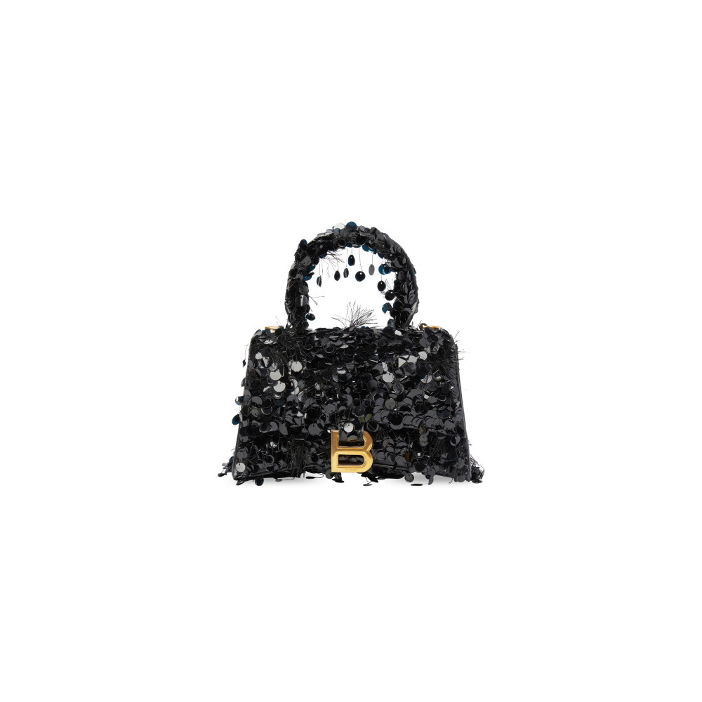 HOURGLASS XS HANDBAG WITH CHAIN EMBROIDERY