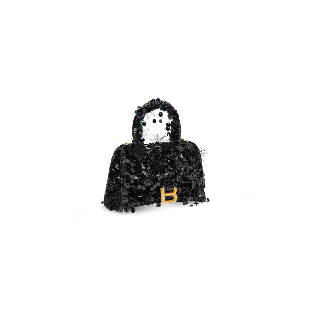HOURGLASS XS HANDBAG WITH CHAIN EMBROIDERY