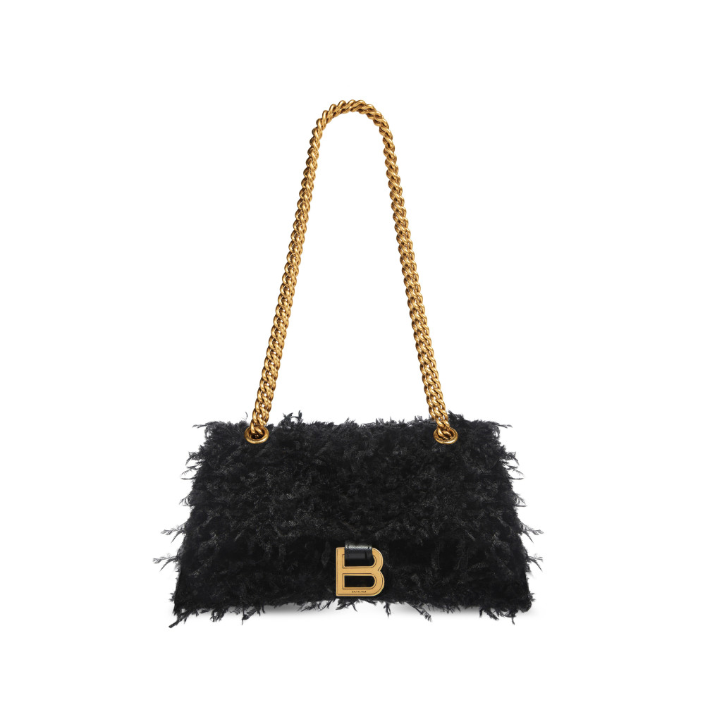 CRUSH SMALL CHAIN BAG WITH FRABRIC FEATHERS
