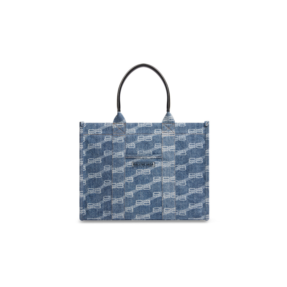 HARDWARE MEDIUM TOTE BAG BB MONOGRAM BLEACHED DENIM HARDWARE MEDIUM TOTE BAG BB MONOGRAM BLEACHED DENIM