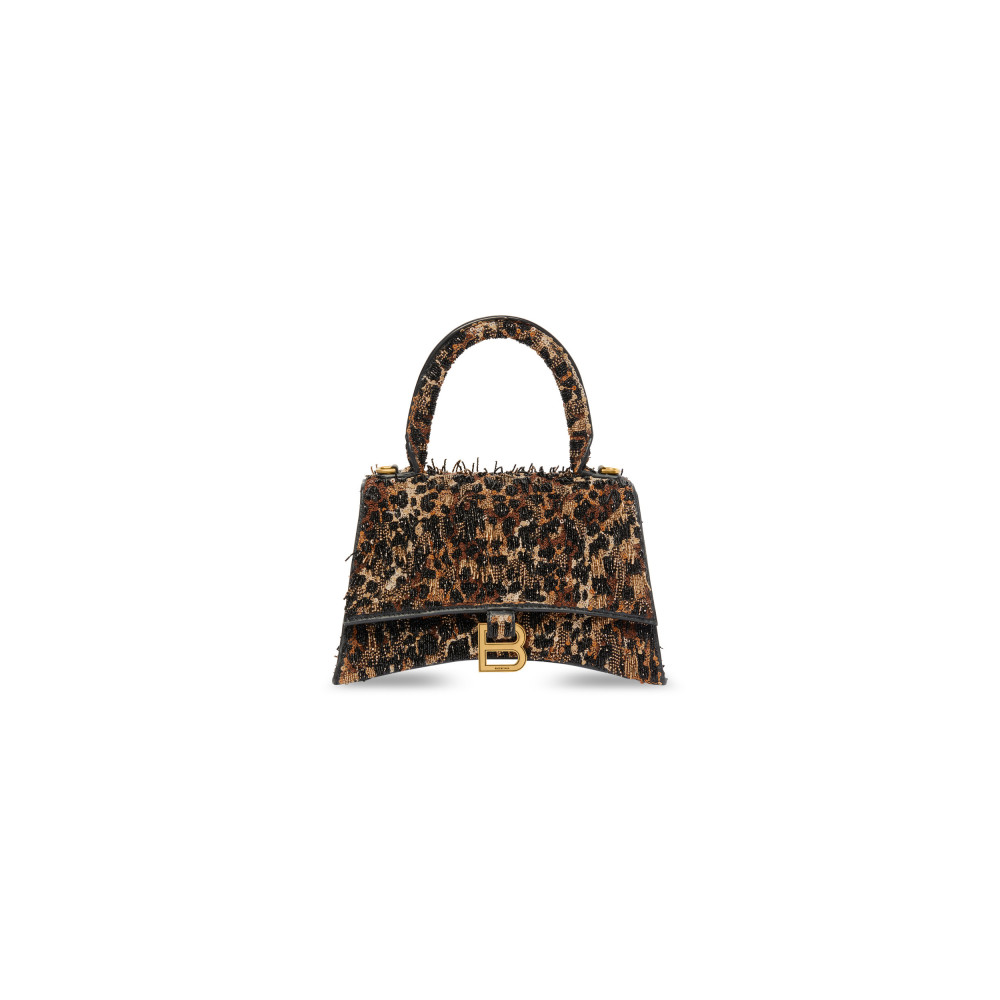 HOURGLASS XS HANDBAG WITH CHAIN EMBROIDERY