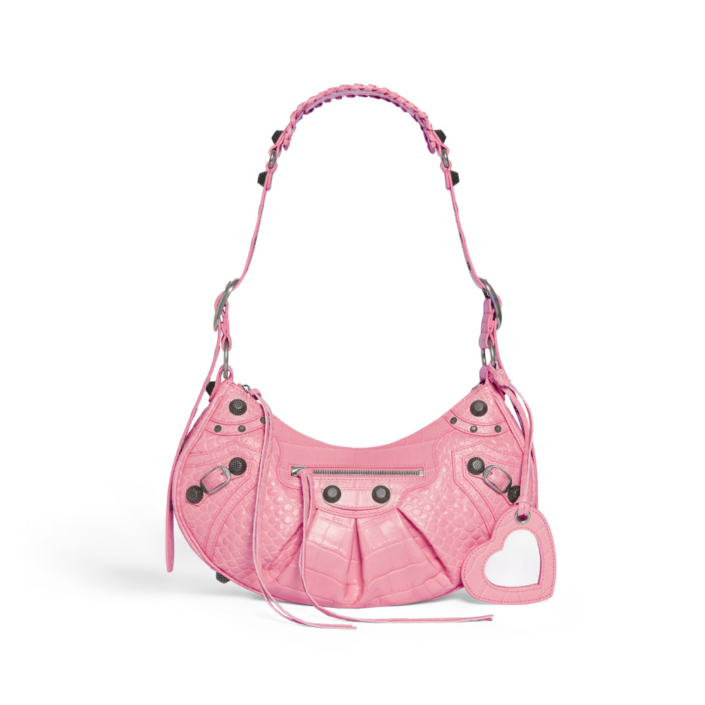 LE CAGOLE SMALL SHOULDER BAG CROCODILE EMBOSSED