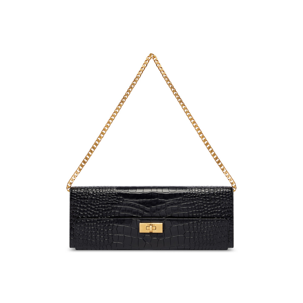 MONEY ELONGATE POUCH WITH CHAIN CROCODILE EMBOSSED MONEY ELONGATE POUCH WITH CHAIN CROCODILE EMBOSSED