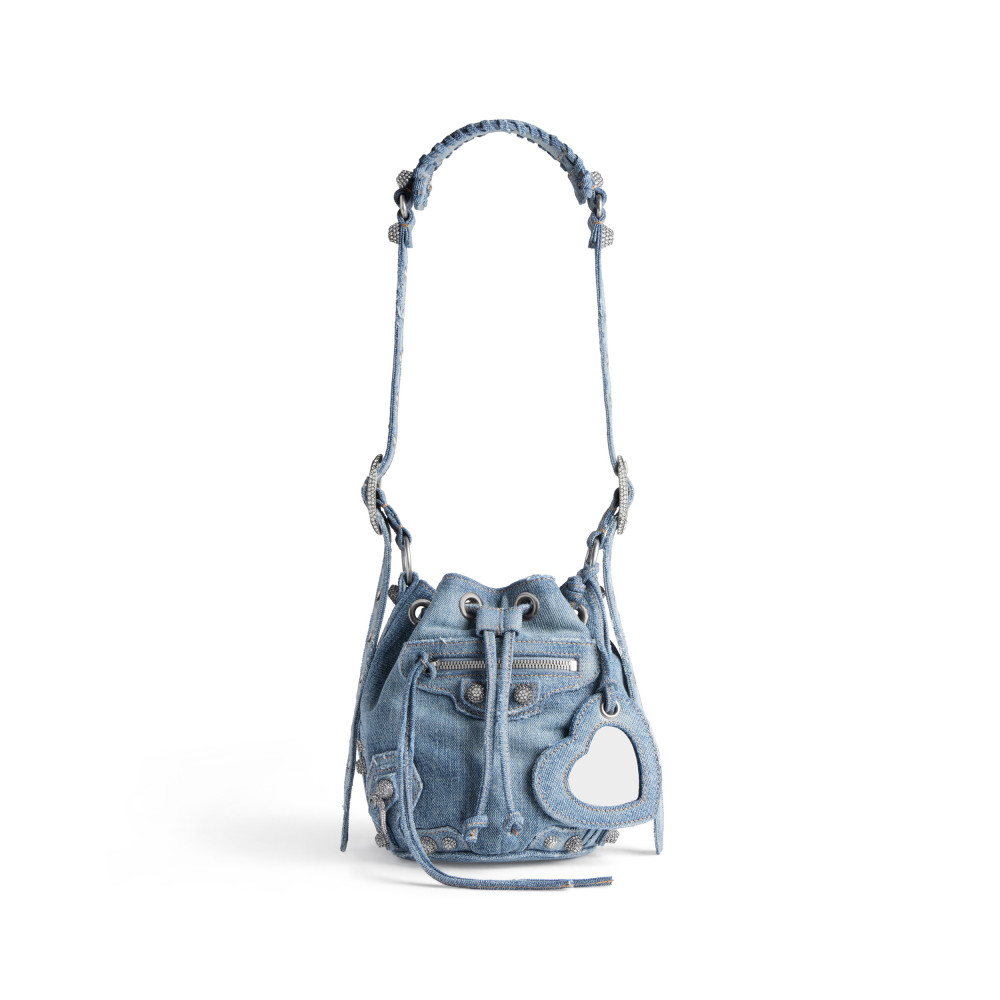 LE CAGOLE XS BUCKET BAG DENIM WITH RHINESTONES LE CAGOLE XS BUCKET BAG DENIM WITH RHINESTONES