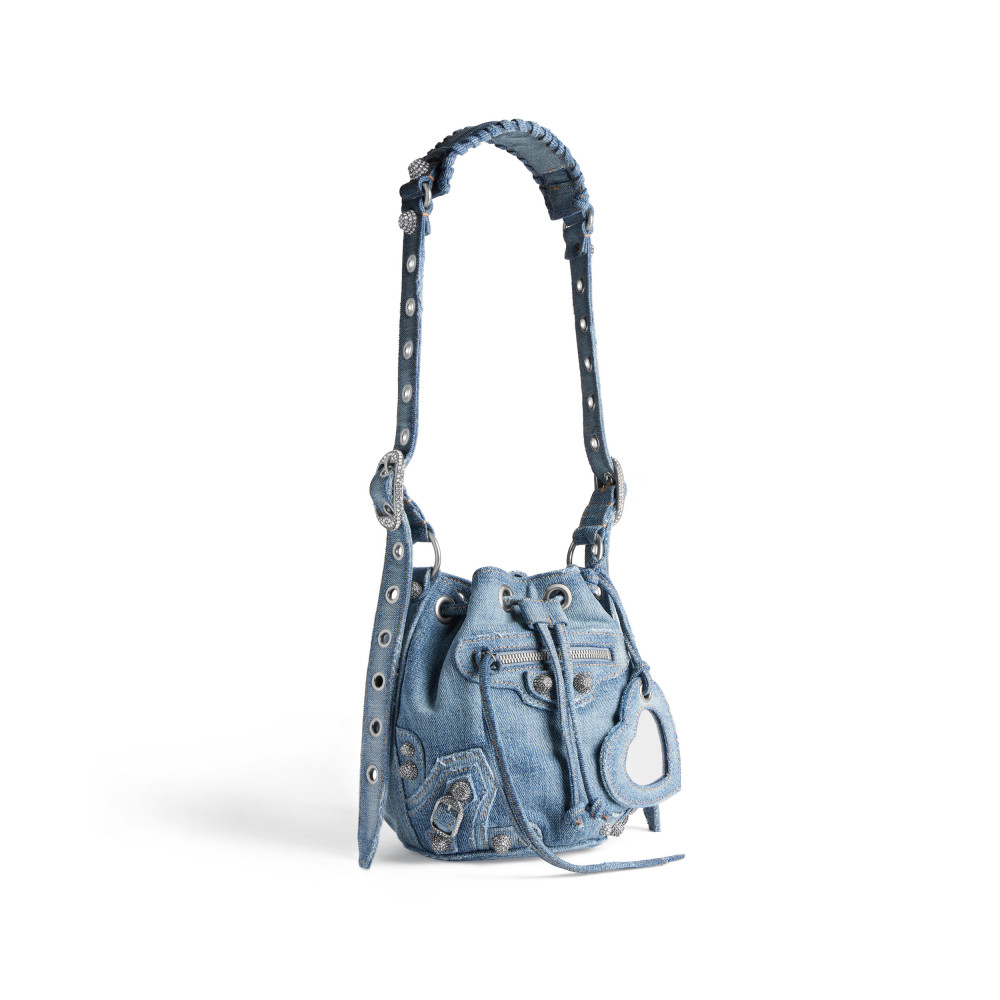 LE CAGOLE XS BUCKET BAG DENIM WITH RHINESTONES LE CAGOLE XS BUCKET BAG DENIM WITH RHINESTONES