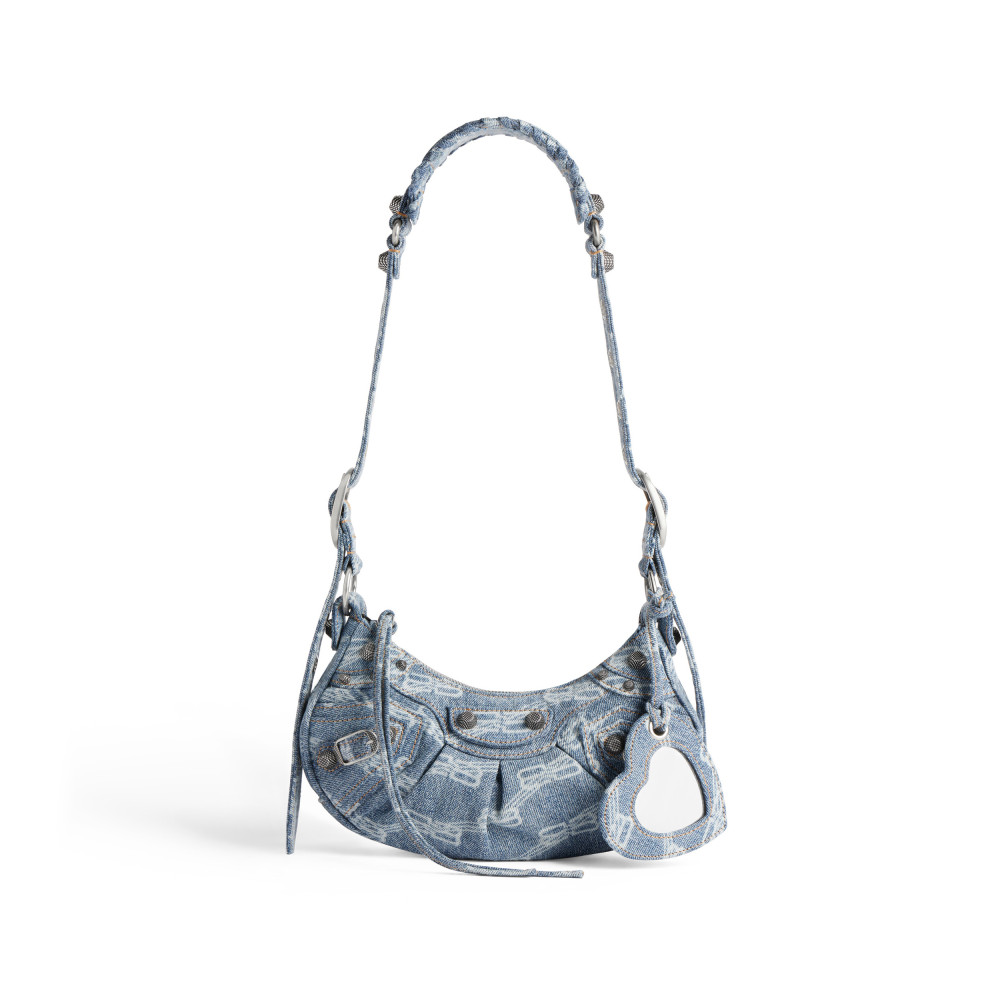 LE CAGOLE XS SHOULDER BAG BB MONOGRAM BLEACHED DENIM LE CAGOLE XS SHOULDER BAG BB MONOGRAM BLEACHED DENIM