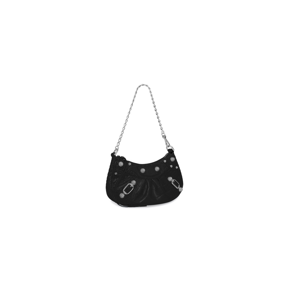 LE CAGOLE MINI BAG WITH CHAIN CROCODILE EMBOSSED WITH RHINESTONES