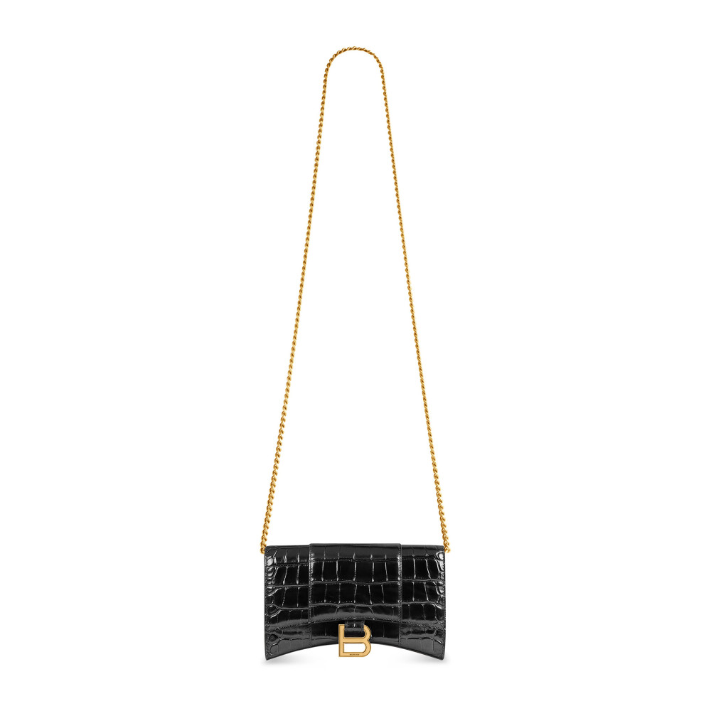 HOURGLASS WALLET ON CHAIN CROCODILE EMBOSSED HOURGLASS WALLET ON CHAIN CROCODILE EMBOSSED