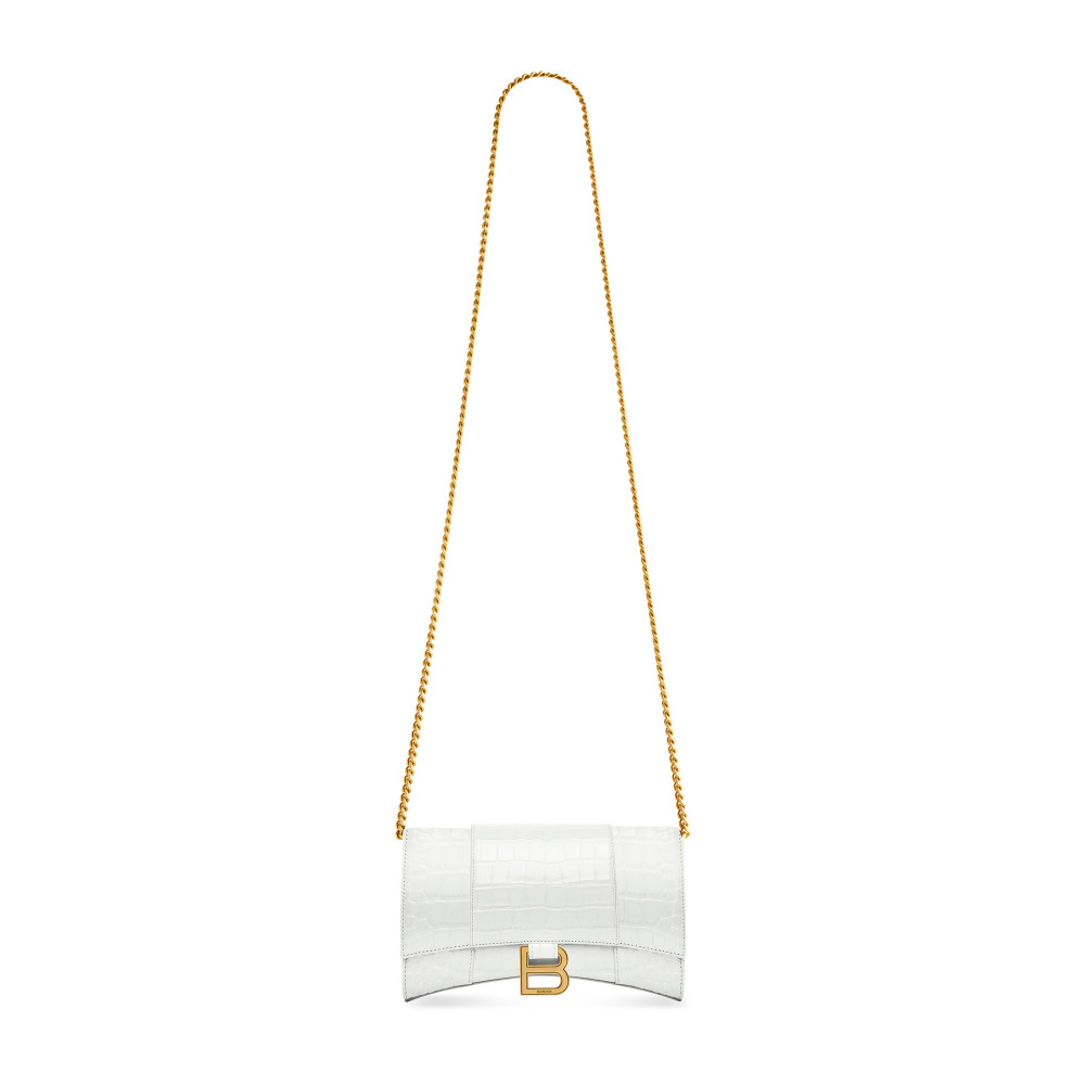 HOURGLASS WALLET ON CHAIN CROCODILE EMBOSSED