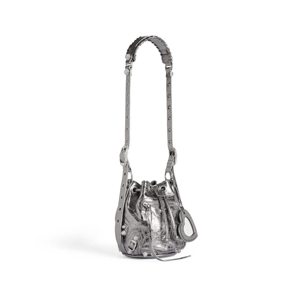 LE CAGOLE XS BUCKET BAG METALLIZED WITH RHINESTONES LE CAGOLE XS BUCKET BAG METALLIZED WITH RHINESTONES