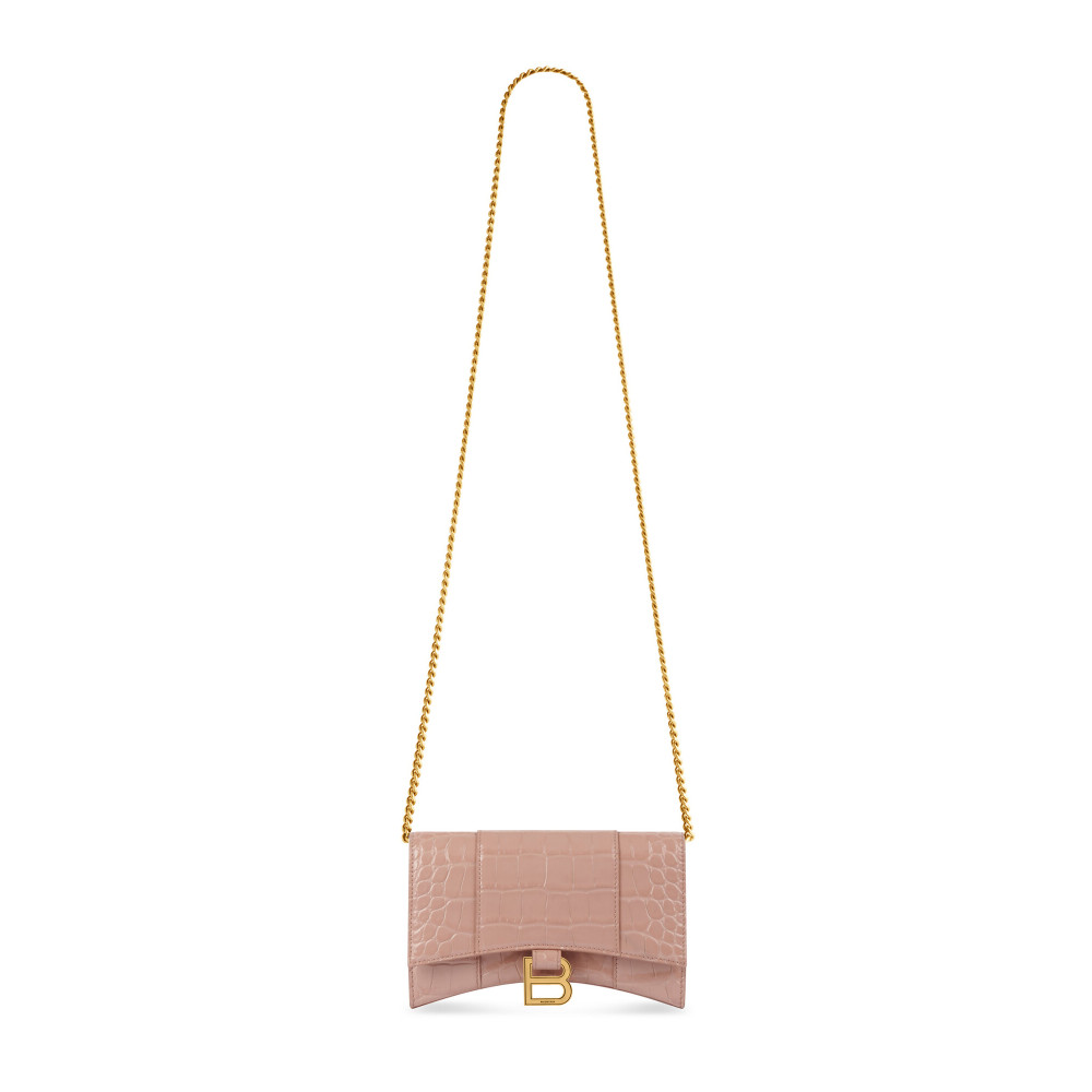 HOURGLASS WALLET ON CHAIN CROCODILE EMBOSSED HOURGLASS WALLET ON CHAIN CROCODILE EMBOSSED