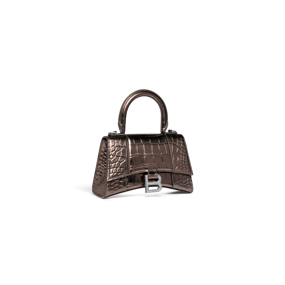 HOURGLASS XS HANDBAG METALLIZED CROCODILE EMBOSSED HOURGLASS XS HANDBAG METALLIZED CROCODILE EMBOSSED