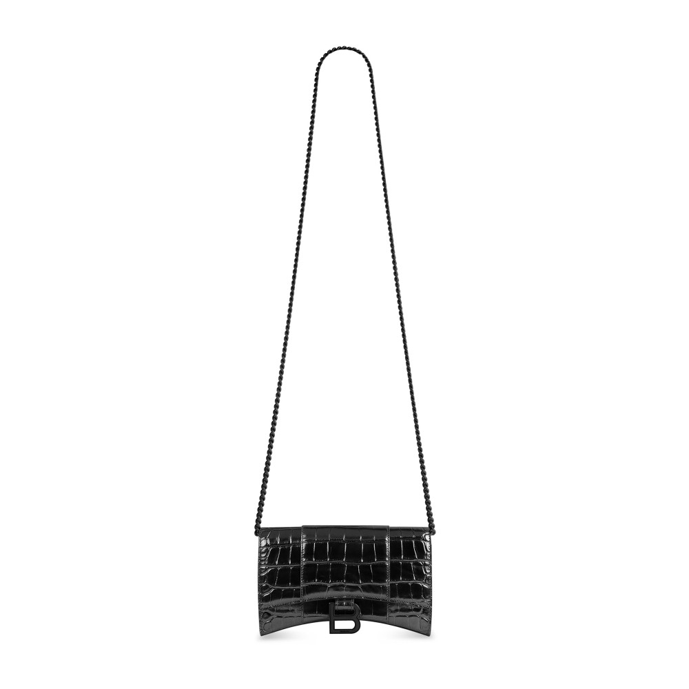 HOURGLASS WALLET ON CHAIN CROCODILE EMBOSSED HOURGLASS WALLET ON CHAIN CROCODILE EMBOSSED