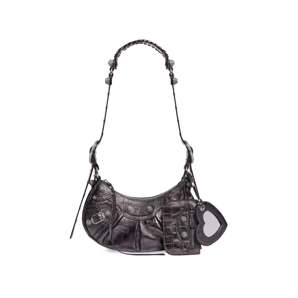 LE CAGOLE XS SHOULDER BAG CROCODILE EMBOSSED WITH RHINESTONES LE CAGOLE XS SHOULDER BAG CROCODILE EMBOSSED WITH RHINESTONES
