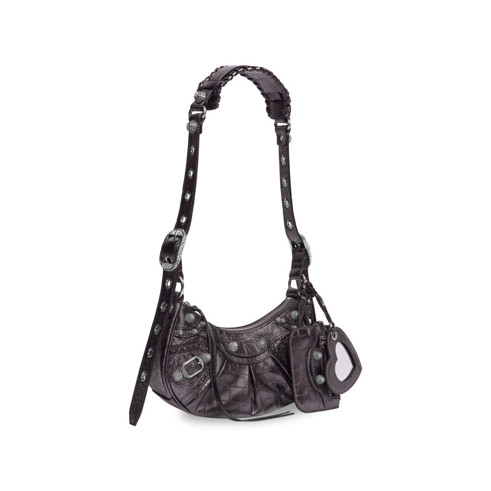 LE CAGOLE XS SHOULDER BAG CROCODILE EMBOSSED WITH RHINESTONES LE CAGOLE XS SHOULDER BAG CROCODILE EMBOSSED WITH RHINESTONES