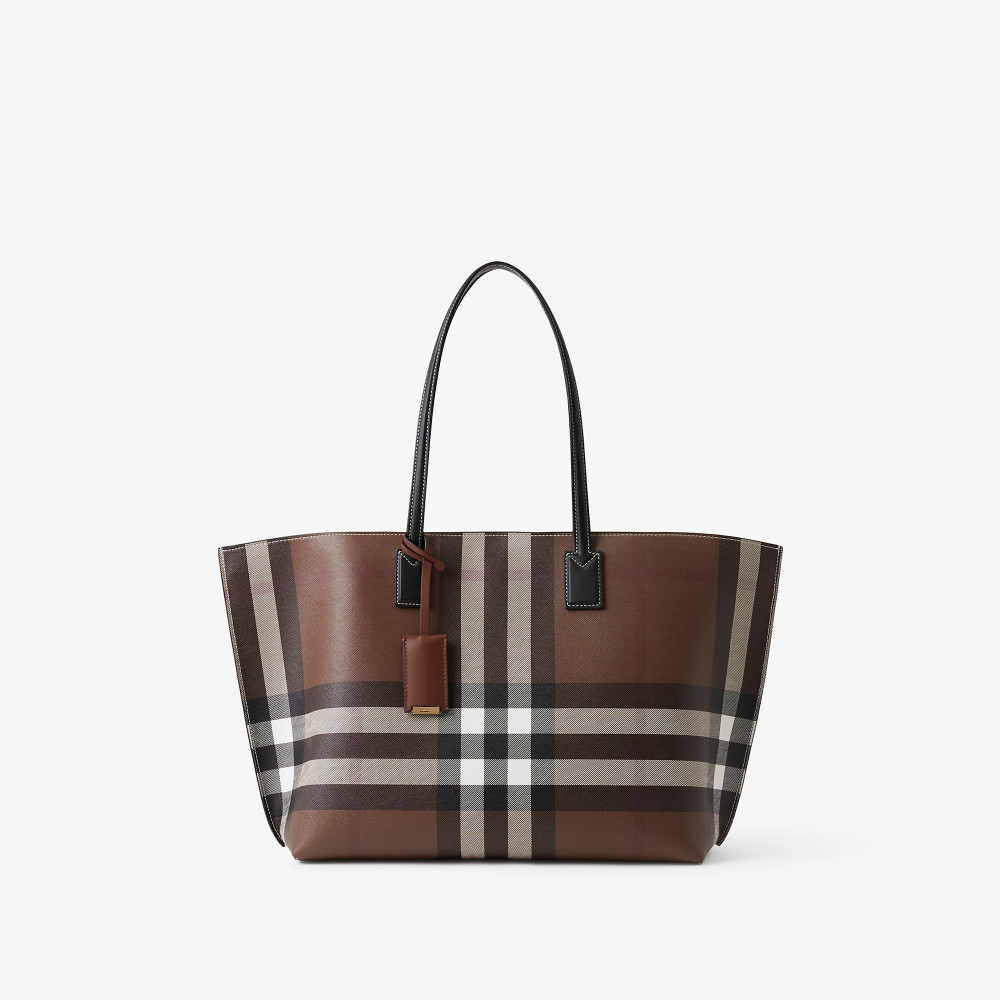 Check and Leather Medium Tote