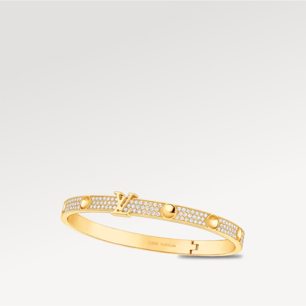 Empreinte Bangle, Yellow Gold And Pave Diamonds