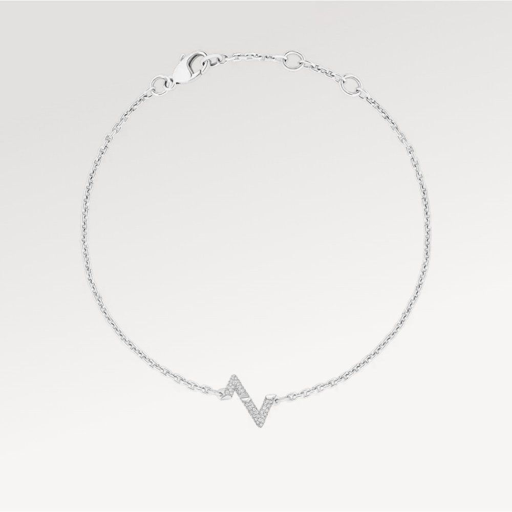 LV Volt Upside Down Chain Bracelet, White Gold And Diamonds