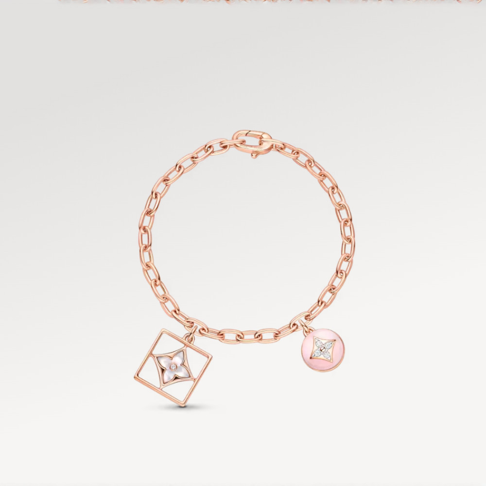 Color Blossom Bracelet, Pink Gold, White Gold, Pink Opal, White Mother-Of-Pearl And Diamonds
