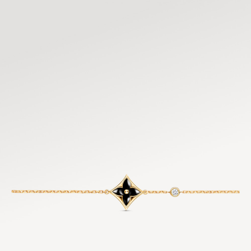 Color Blossom Bb Star Bracelet, Yellow Gold, Onyx And Diamond Color Blossom Bb Star Bracelet, Yellow Gold, Onyx And Diamond