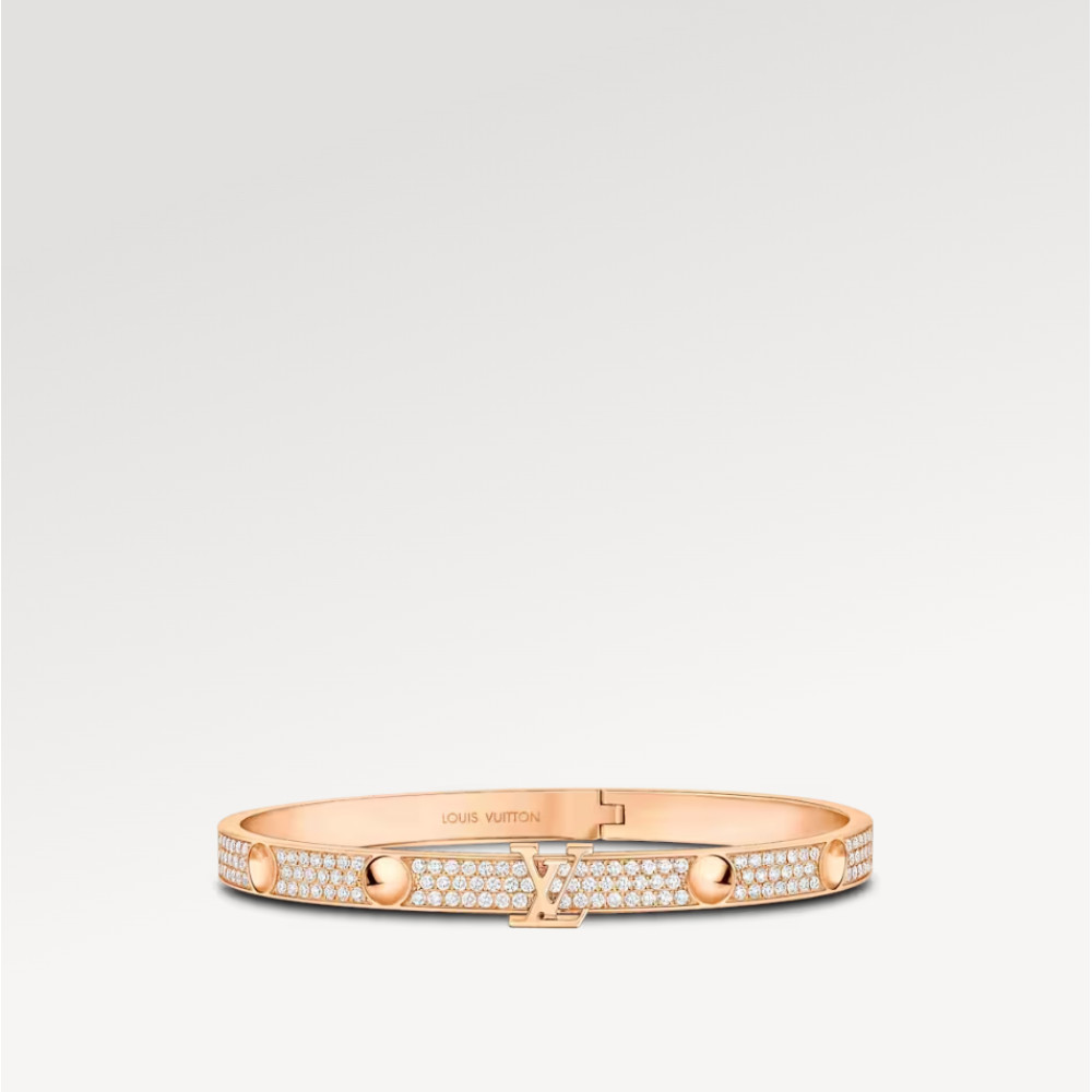 Empreinte Bangle, Pink Gold And Pave Diamonds
