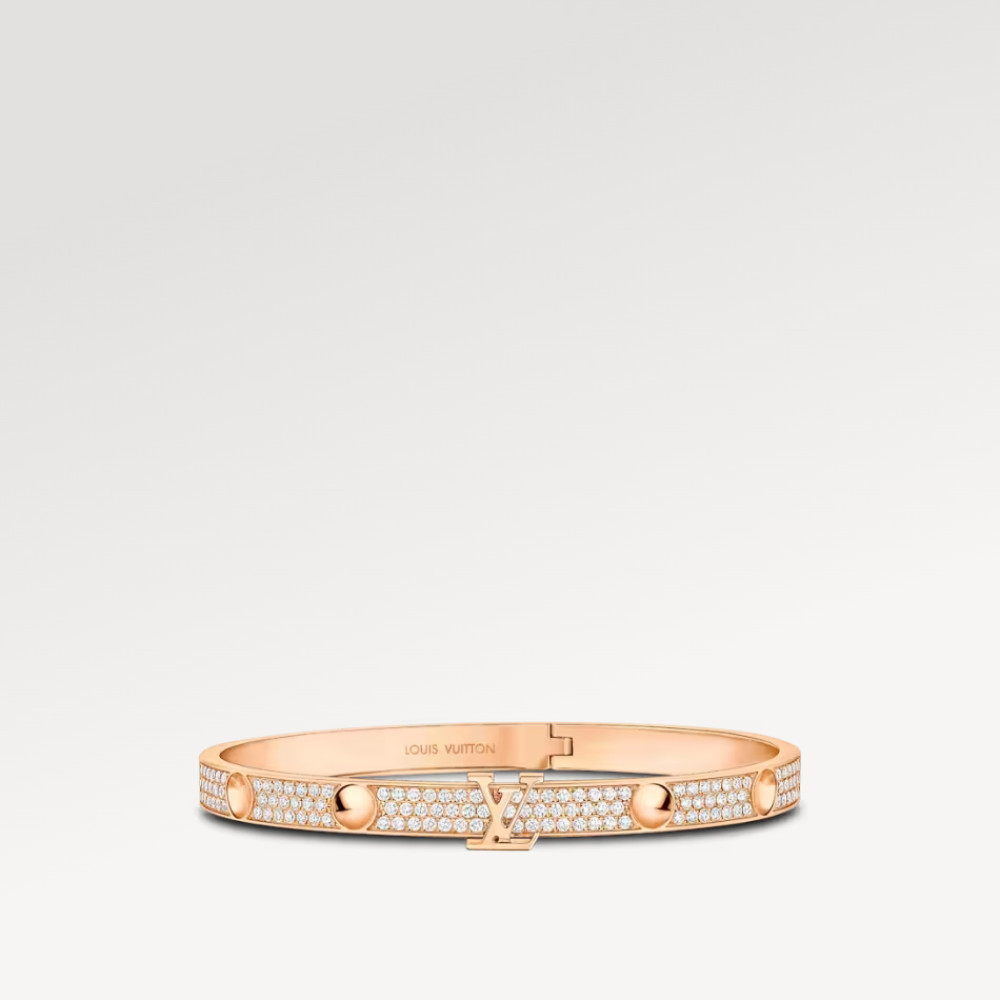 Empreinte Bangle, Pink Gold And Pave Diamonds