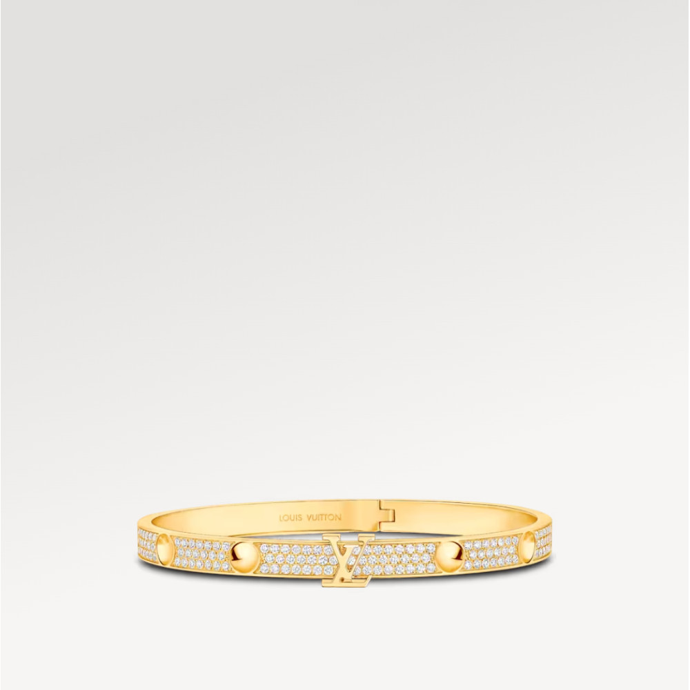 Empreinte Bangle, Yellow Gold And Pave Diamonds
