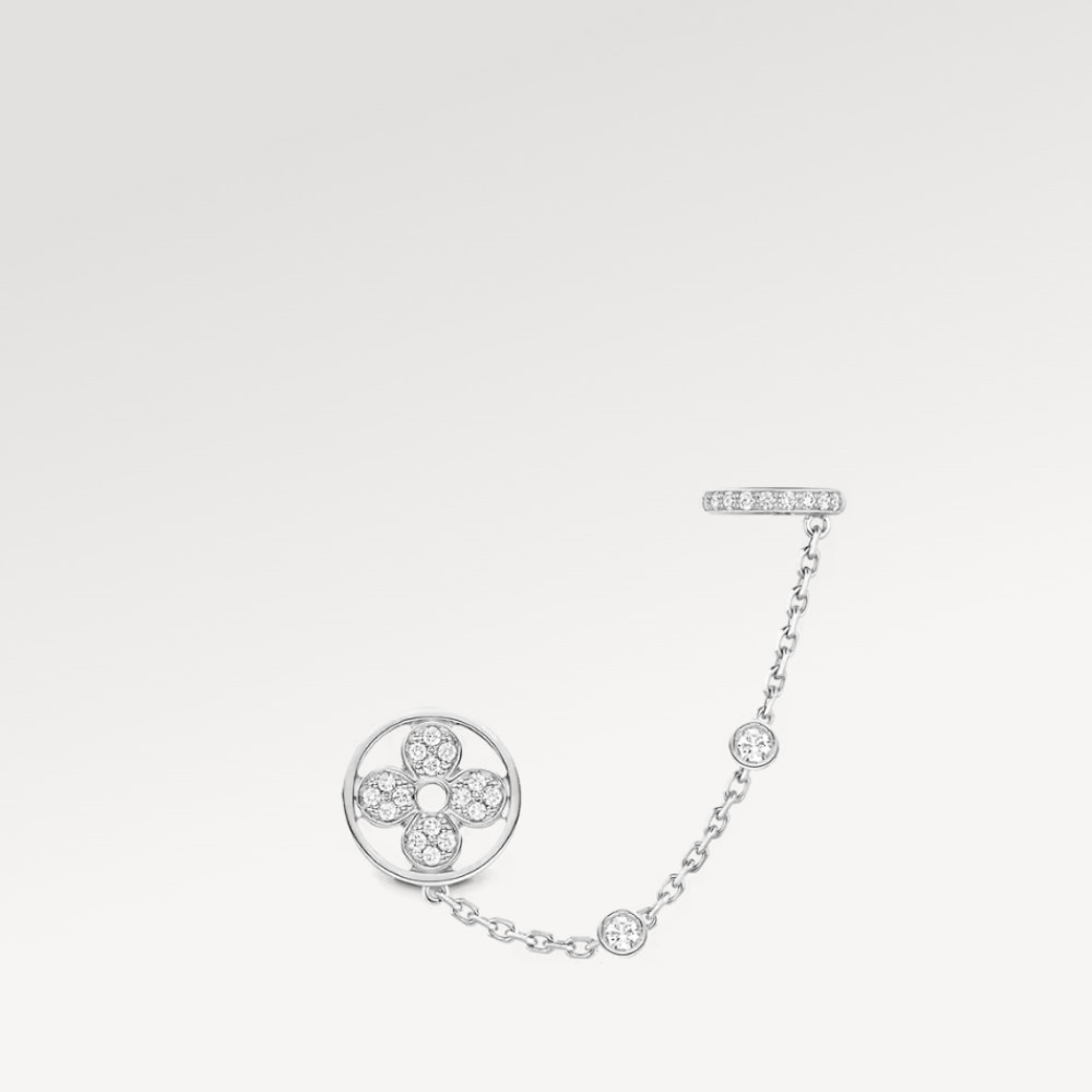 Idylle Blossom Mono Chain Earring, White Gold And Diamonds - Per Unit Idylle Blossom Mono Chain Earring, White Gold And Diamonds - Per Unit