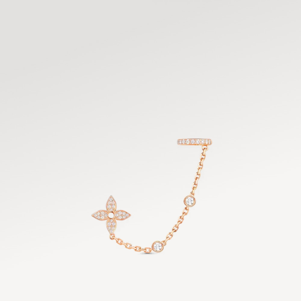 Idylle Blossom Mono Chain Earrings, Pink Gold And Diamonds - Per Unit Idylle Blossom Mono Chain Earrings, Pink Gold And Diamonds - Per Unit