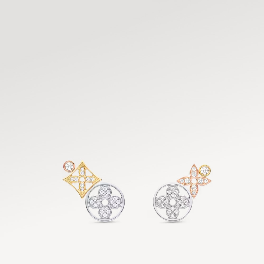 Idylle Blossom Studs, 3 Golds And Diamonds Idylle Blossom Studs, 3 Golds And Diamonds