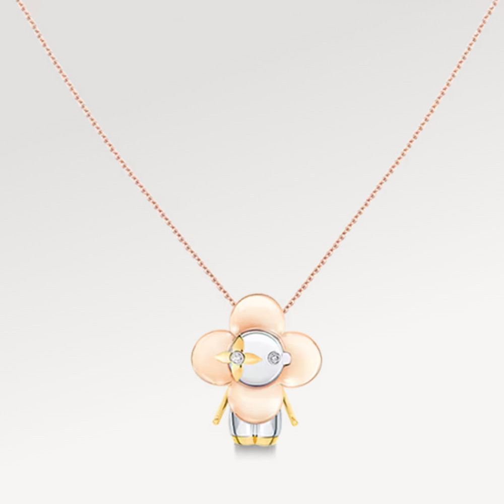 Vivienne pendant, 3 golds & diamonds