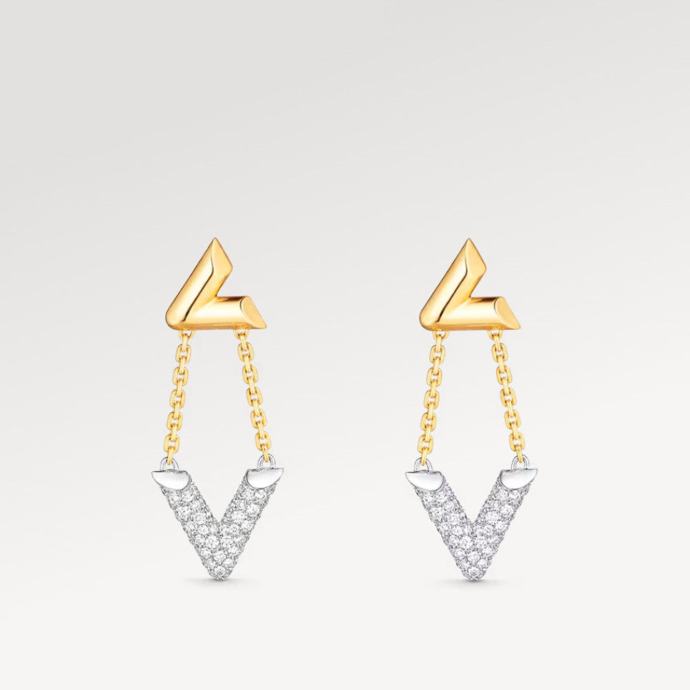LV Volt Upside Down Earrings, Yellow Gold, White Gold And Diamonds LV Volt Upside Down Earrings, Yellow Gold, White Gold And Diamonds