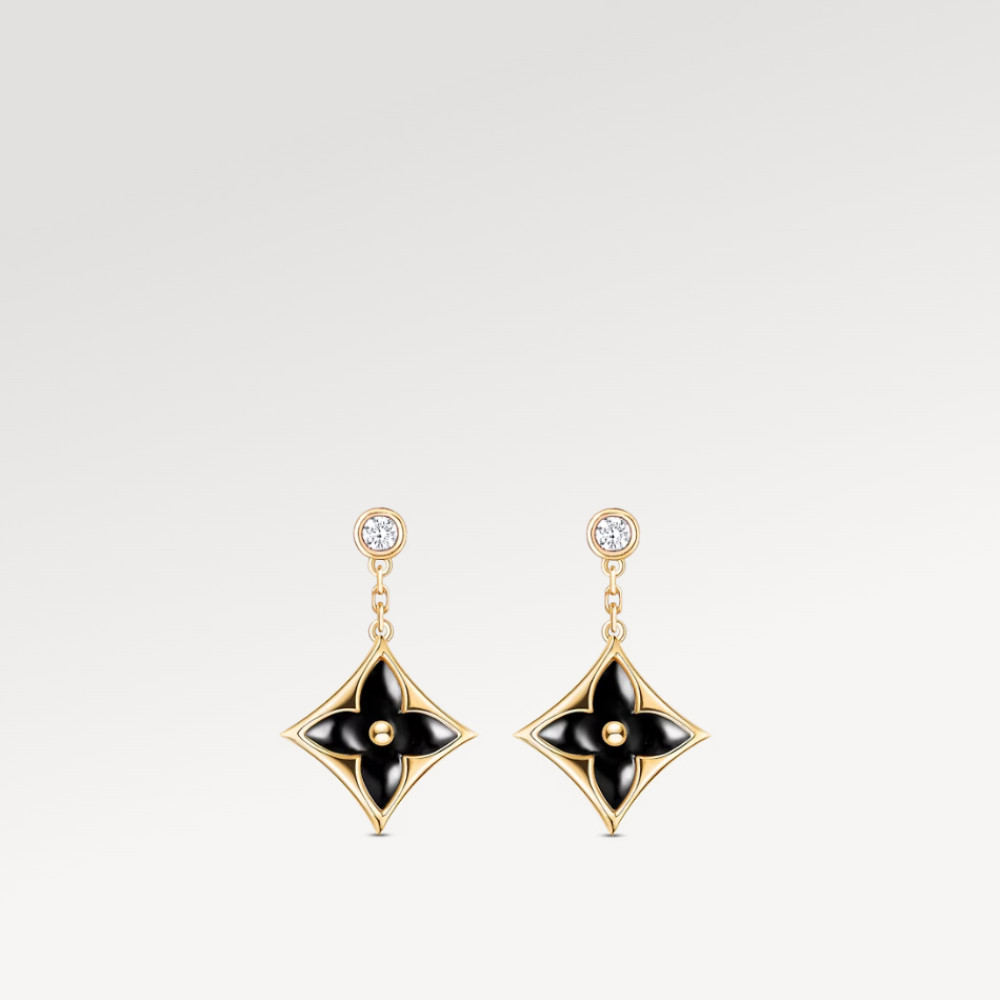 Color Blossom BB Star Ear Studs, Yellow Gold, Onyx And Diamonds Color Blossom BB Star Ear Studs, Yellow Gold, Onyx And Diamonds