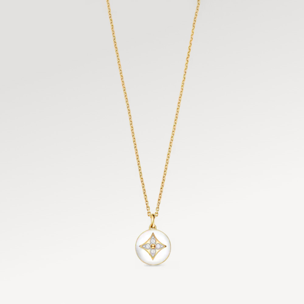 Color Blossom Medallion, Yellow Gold, White Gold, White Agate And Diamonds