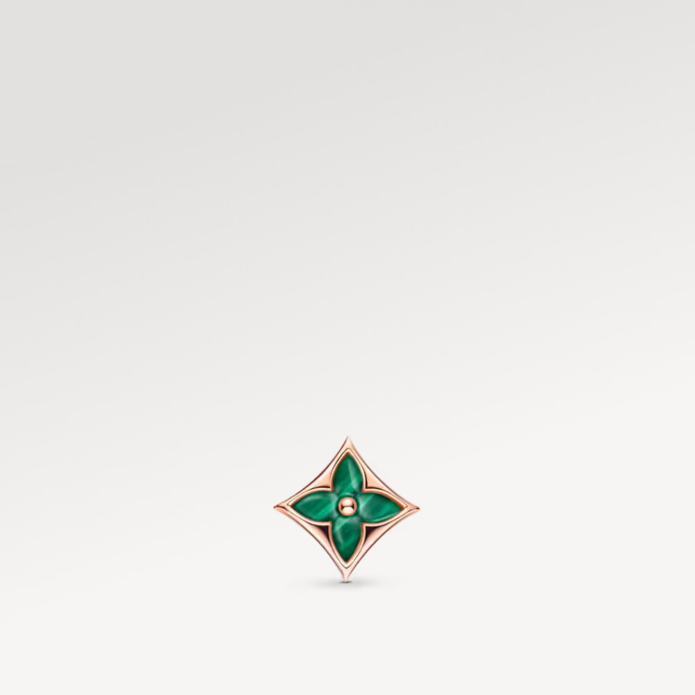 Color Blossom BB Star Ear Stud, Pink Gold And Malachite - Per Unit