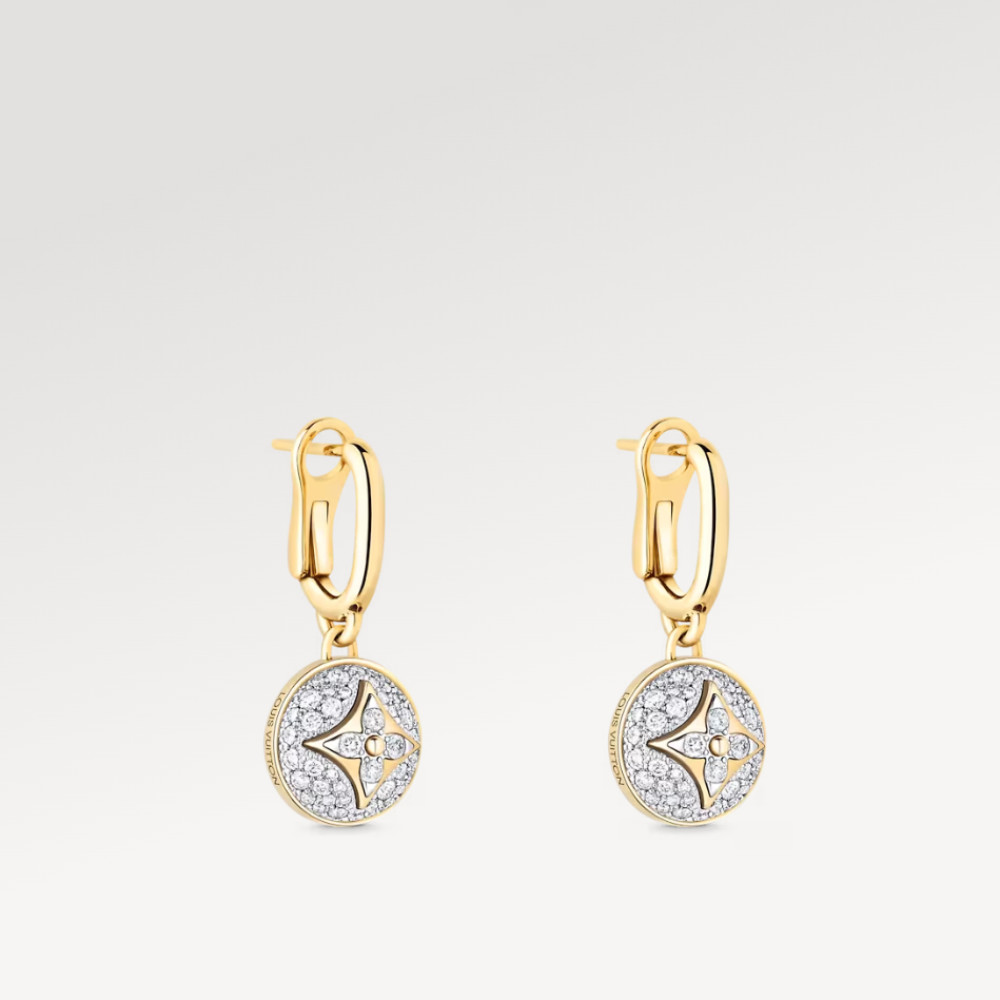 Color Blossom Earrings, Yellow Gold, White Gold And Pavé Diamond Color Blossom Earrings, Yellow Gold, White Gold And Pavé Diamond