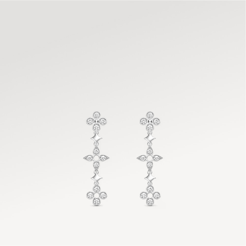 Dentelle One Row Earrings, White Gold And Diamonds