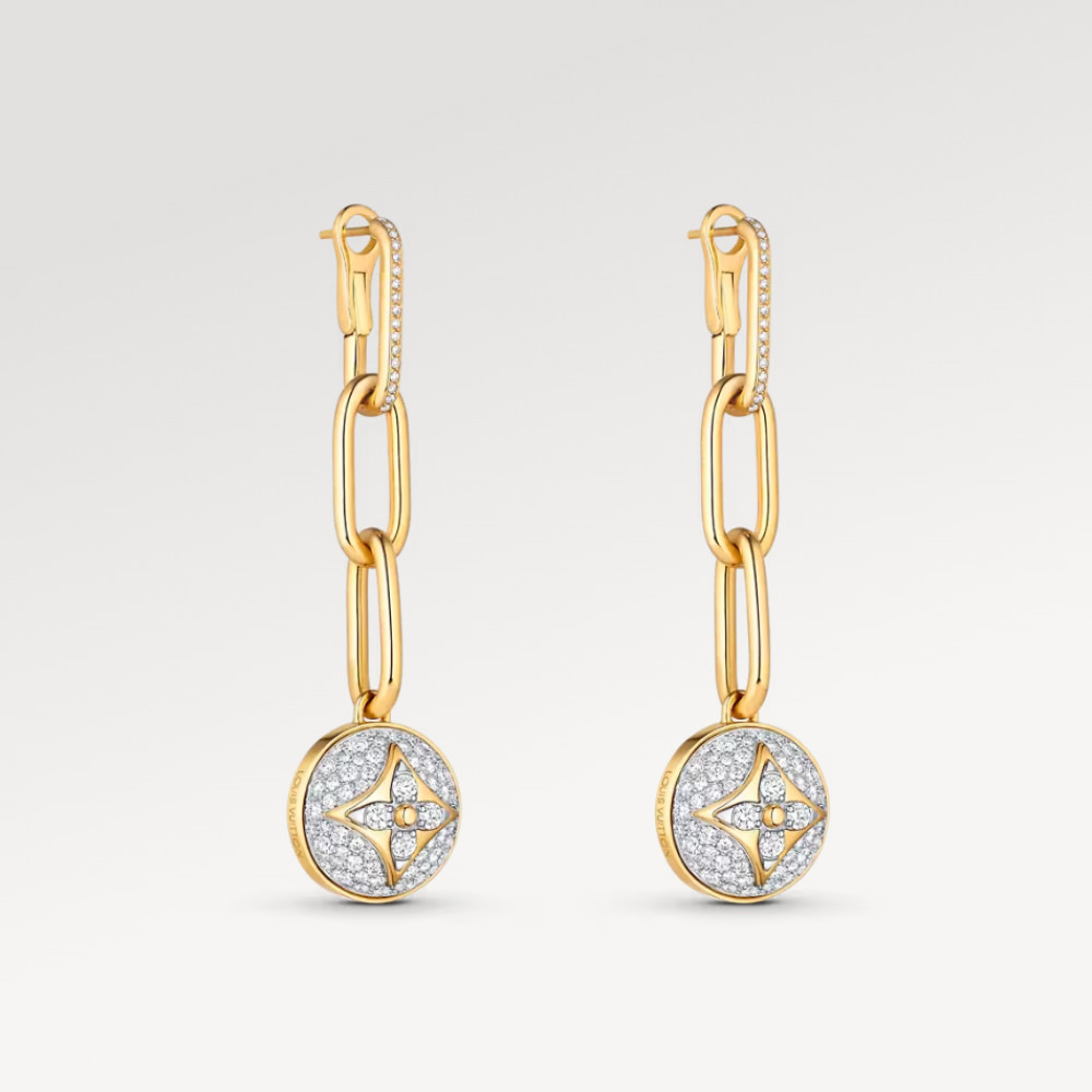 Color Blossom Earrings Yellow Gold, White Gold And Pavé Diamond Color Blossom Earrings Yellow Gold, White Gold And Pavé Diamond