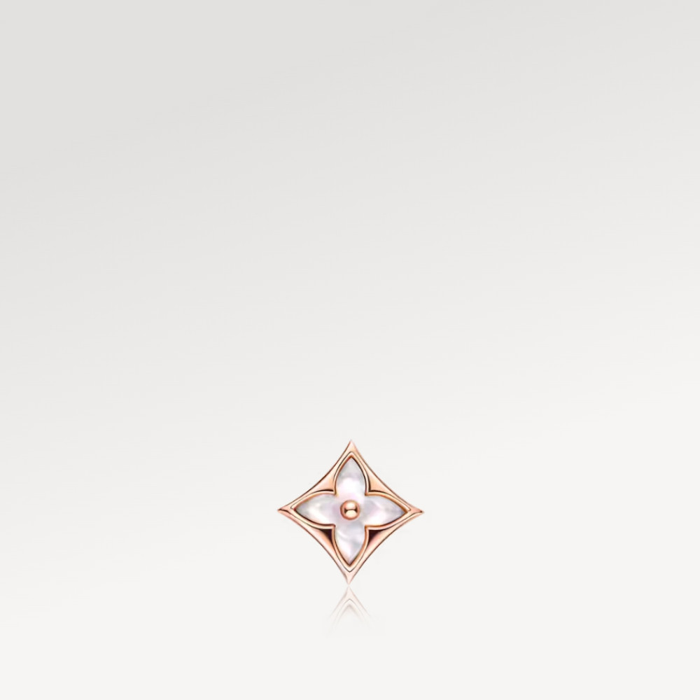 Color Blossom Star Ear Stud, Pink Gold And White Mother-Of-Pearl - Per Unit
