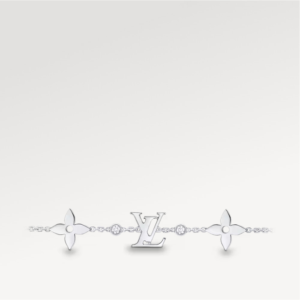 IDYLLE BLOSSOM MONOGRAM BRACELET, WHITE GOLD AND DIAMONDS
