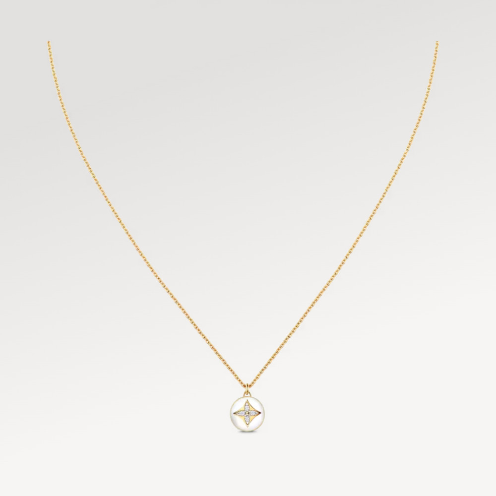 Color Blossom Pendant, Yellow Gold, White Gold, White Agate And Diamonds Color Blossom Pendant, Yellow Gold, White Gold, White Agate And Diamonds