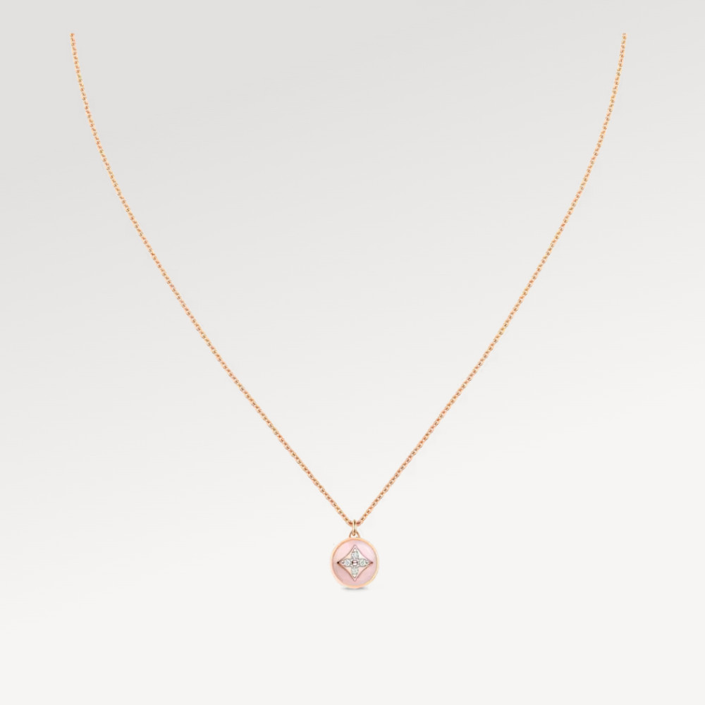 Color Blossom Pendant, Pink Gold, White Gold, Pink Opal And Diamonds Color Blossom Pendant, Pink Gold, White Gold, Pink Opal And Diamonds