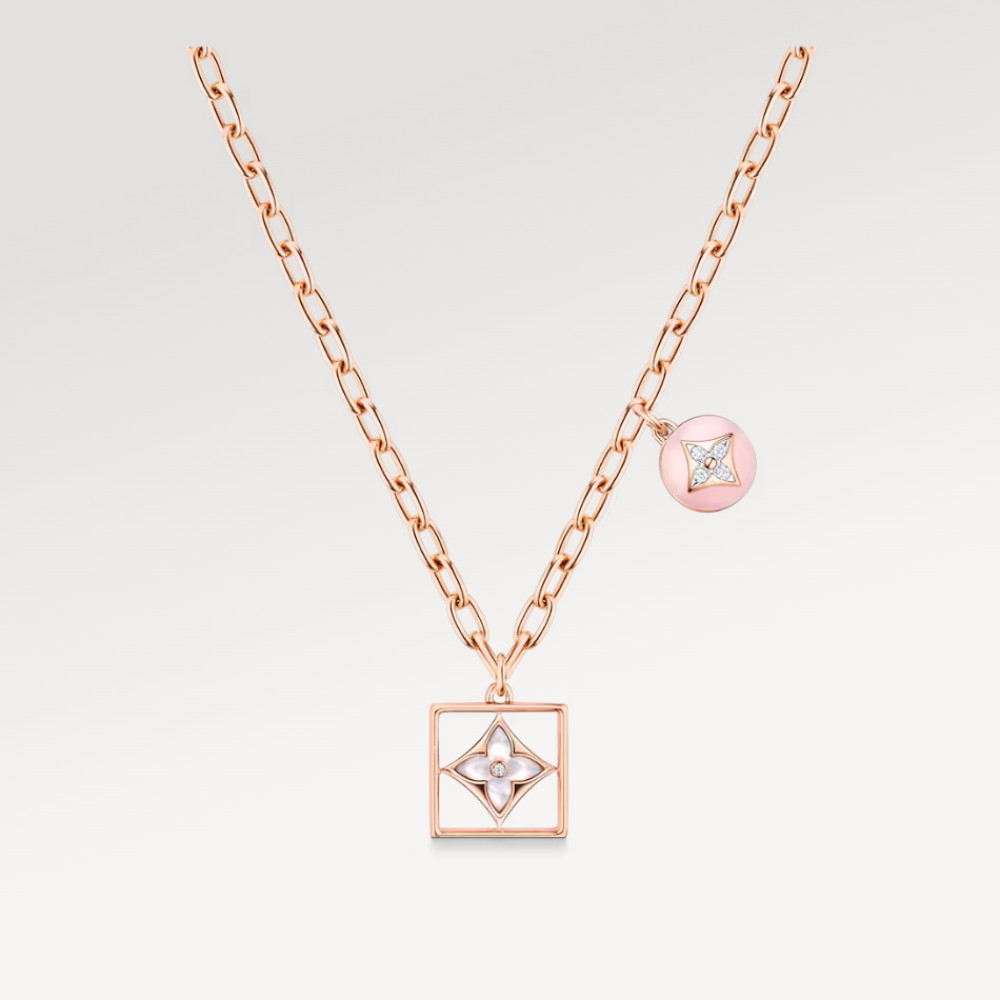 Color Blossom Necklace, Pink Gold, White Gold, Pink Opal, White Mother-Of-Pearl And Diamonds Color Blossom Necklace, Pink Gold, White Gold, Pink Opal, White Mother-Of-Pearl And Diamonds