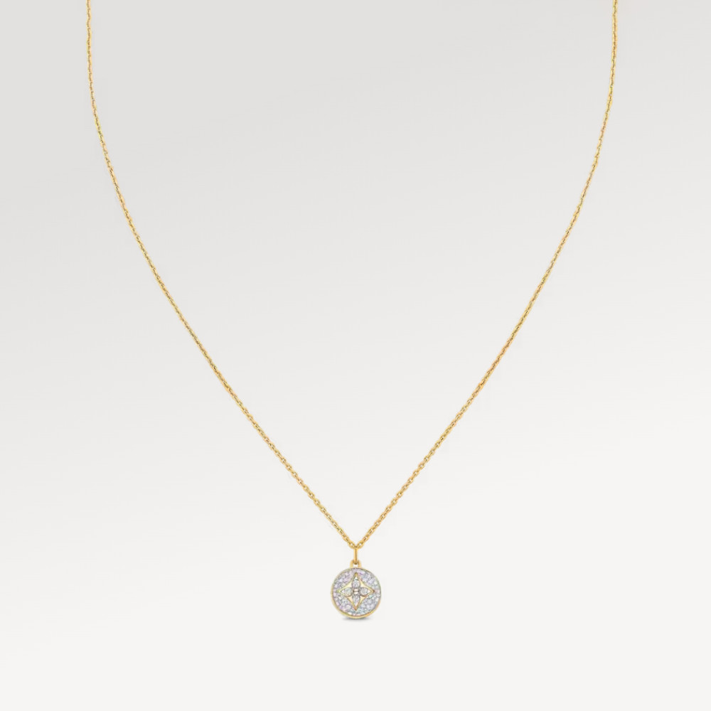Color Blossom Pendant, Yellow Gold, White Gold And Pavé Diamond Color Blossom Pendant, Yellow Gold, White Gold And Pavé Diamond