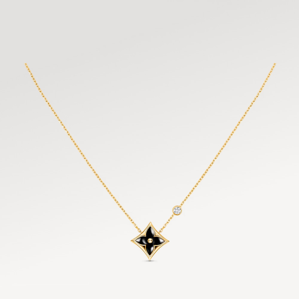 Color Blossom Bb Star Pendant, Yellow Gold, Onyx And Diamond Color Blossom Bb Star Pendant, Yellow Gold, Onyx And Diamond